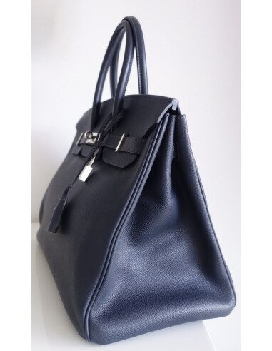 Sac Hermes Birkin 35 bleu marine