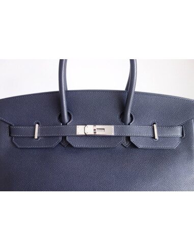 Sac Hermes Birkin 35 bleu marine