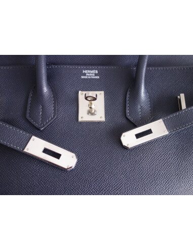 Sac Hermes Birkin 35 bleu marine