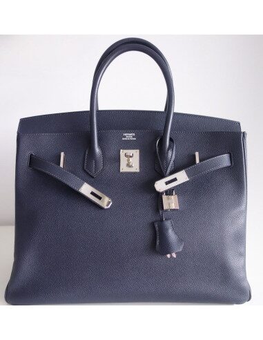 Sac Hermes Birkin 35 bleu marine