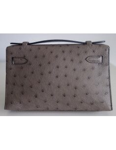 Pochette Hermes Kelly autruche étoupe 2