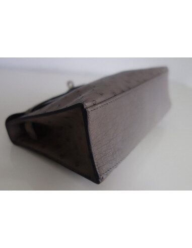 Pochette Hermes Kelly autruche étoupe