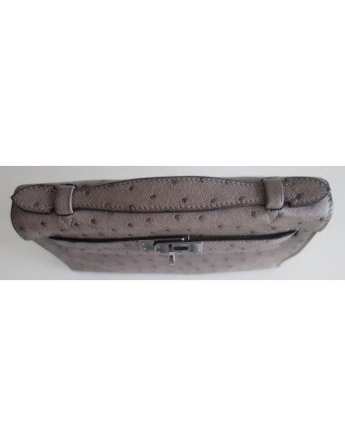 Pochette Hermes Kelly autruche étoupe