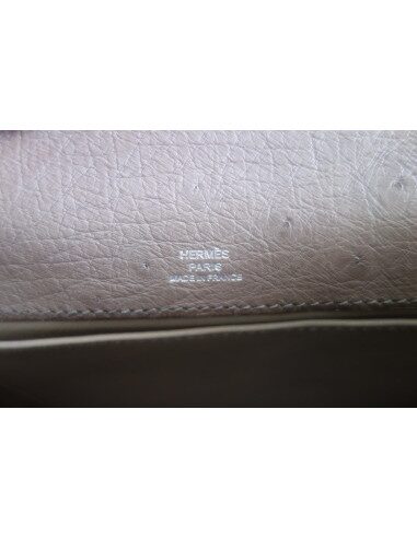 Pochette Hermes Kelly autruche étoupe