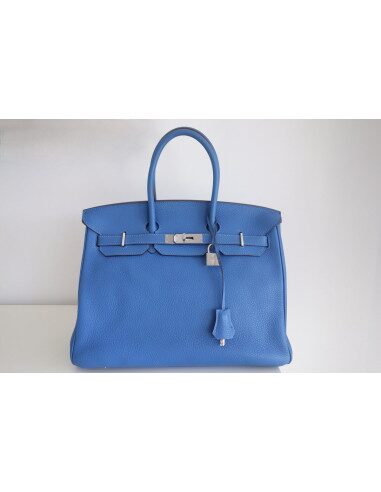 Sac Hermes Birkin 35 bleu Mykonos