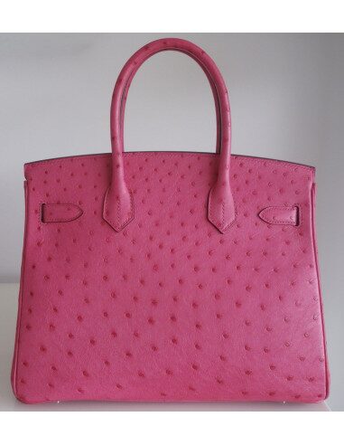 Sac Hermes Birkin 30 autruche rose