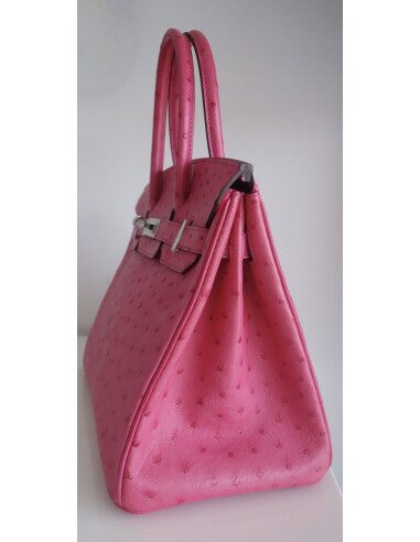 Sac Hermes Birkin 30 autruche rose