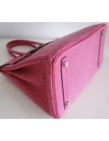 Sac Hermes Birkin 30 autruche rose
