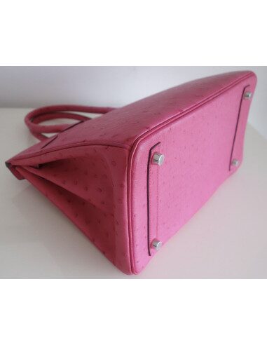 Sac Hermes Birkin 30 autruche rose