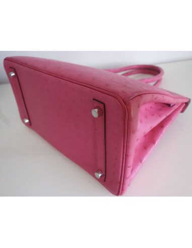 Sac Hermes Birkin 30 autruche rose