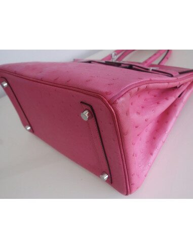 Sac Hermes Birkin 30 autruche rose