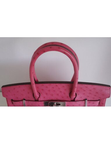 Sac Hermes Birkin 30 autruche rose