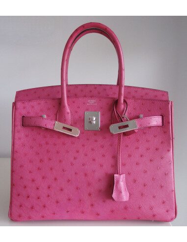 Sac Hermes Birkin 30 autruche rose
