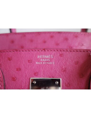 Sac Hermes Birkin 30 autruche rose
