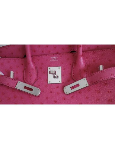 Sac Hermes Birkin 30 autruche rose