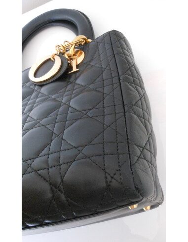 SAC LADY DIOR CUIR NOIR