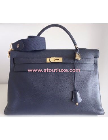 Sac Hermes Kelly 40 bleu marine