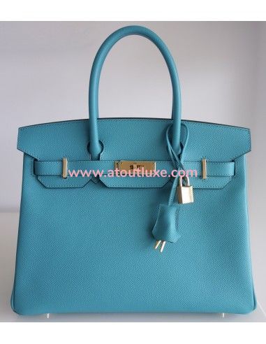 Sac Hermes Birkin 30 bleu paon