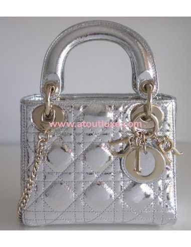 Sac mini lady Dior argenté