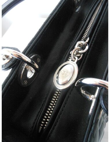 SAC LADY DIOR CUIR NOIR MEDIUM