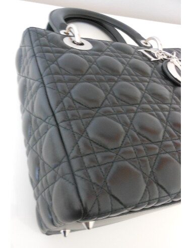 SAC LADY DIOR CUIR NOIR MEDIUM