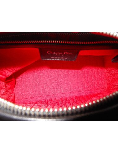 SAC LADY DIOR CUIR NOIR MEDIUM