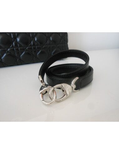 SAC LADY DIOR CUIR NOIR MEDIUM