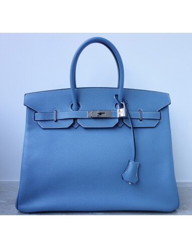 Sac Hermes Birkin 35 bleu Jean