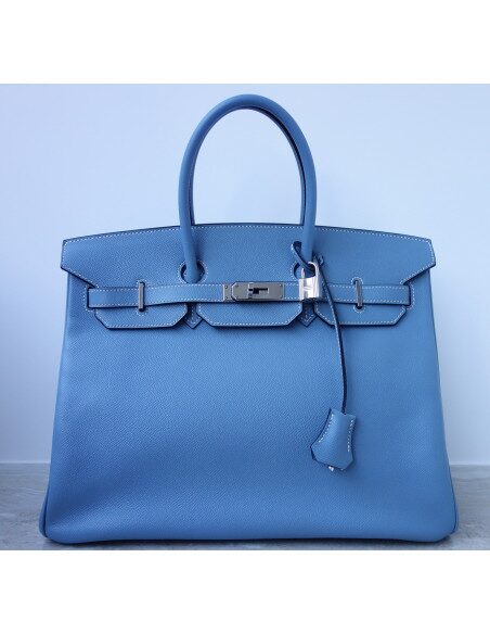 Sac Hermes Birkin 35 bleu Jean