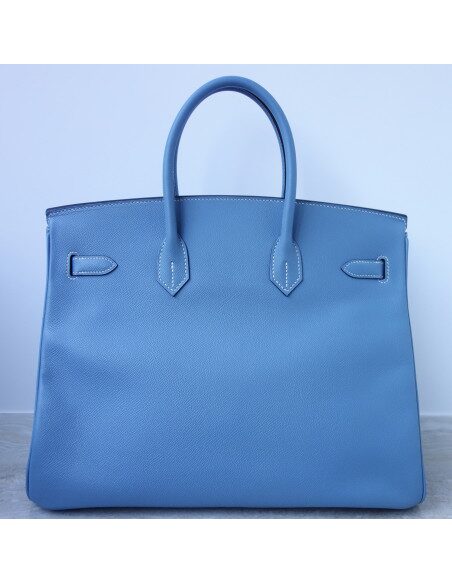 Sac Hermes Birkin 35 bleu Jean