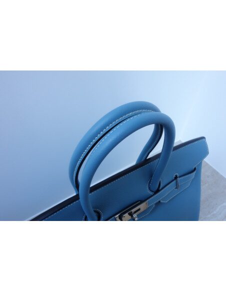 Sac Hermes Birkin 35 bleu Jean