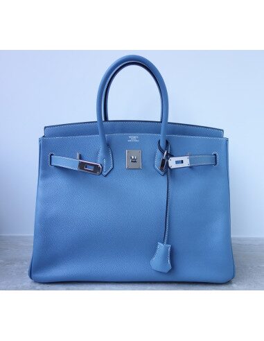 Sac Hermes Birkin 35 bleu Jean