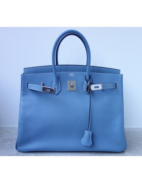 Sac Hermes Birkin 35 bleu Jean