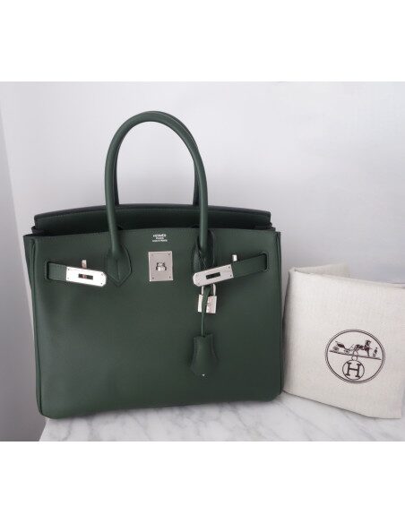 Sac Hermes Birkin 30 vert anglais