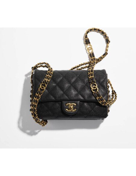 Sac Chanel à rabat caviar noir