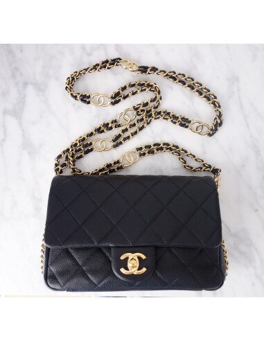 Sac Chanel à rabat caviar noir