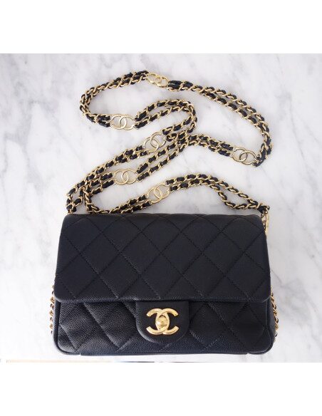 Sac Chanel à rabat caviar noir