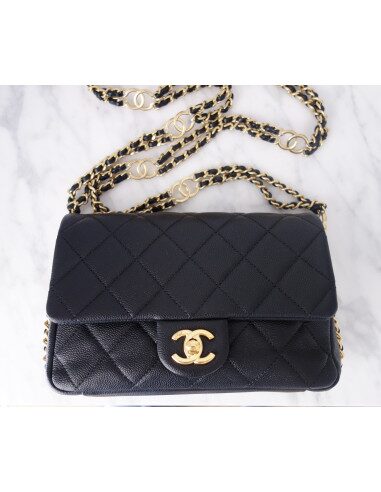 Sac Chanel à rabat caviar noir