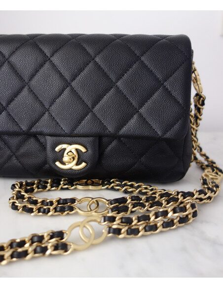 Sac Chanel à rabat caviar noir