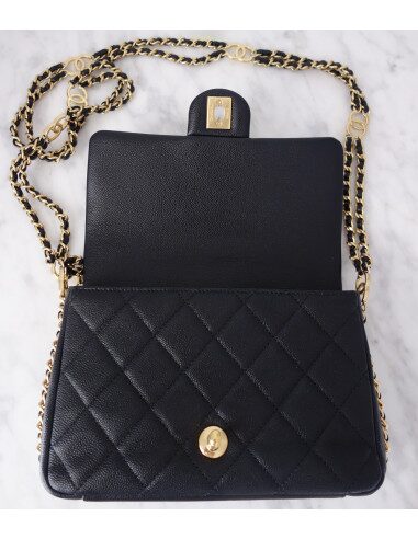 Sac Chanel à rabat caviar noir
