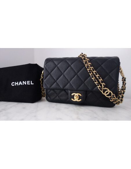 Sac Chanel à rabat caviar noir