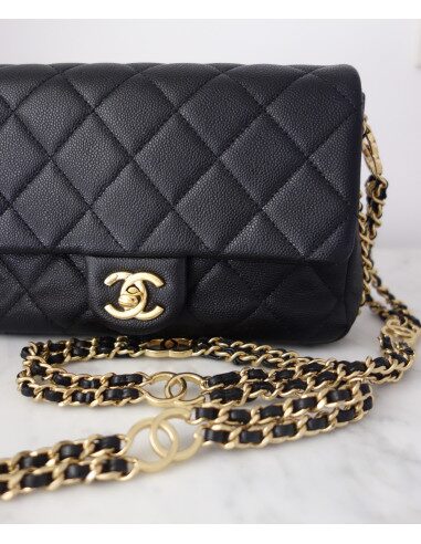 Sac Chanel à rabat caviar noir