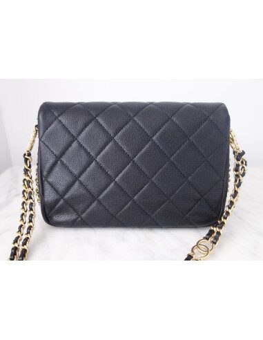 Sac Chanel à rabat caviar noir