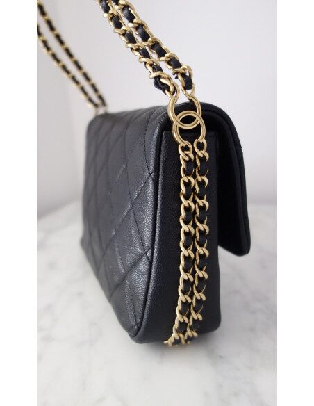 Sac Chanel à rabat caviar noir