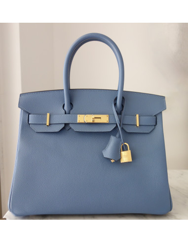 Sac Hermes Birkin 30 bleu agate