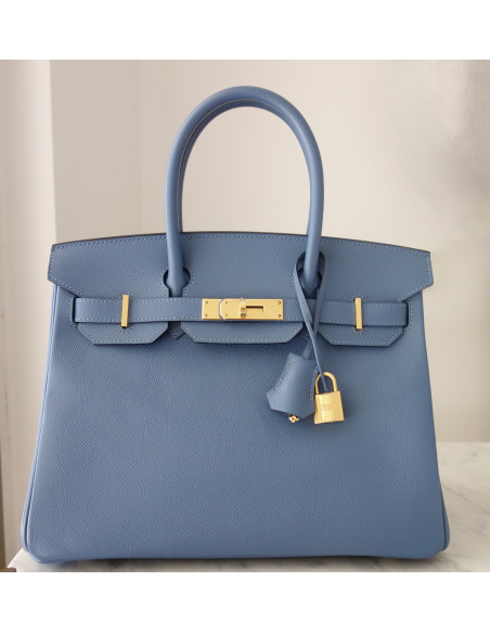 Sac Hermes Birkin 30 bleu agate