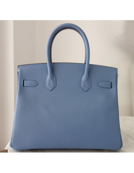 Sac Hermes Birkin 30 bleu agate
