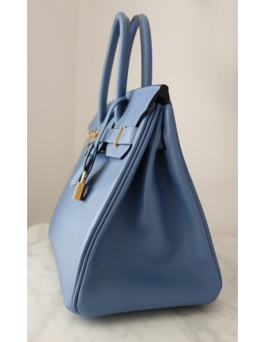 Sac Hermes Birkin 30 bleu agate