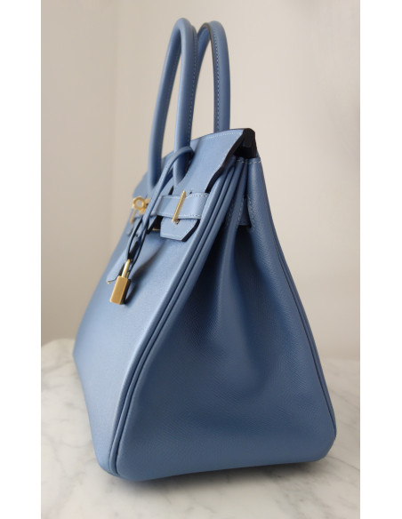 Sac Hermes Birkin 30 bleu agate