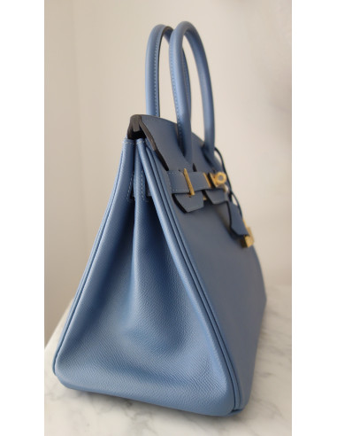Sac Hermes Birkin 30 bleu agate